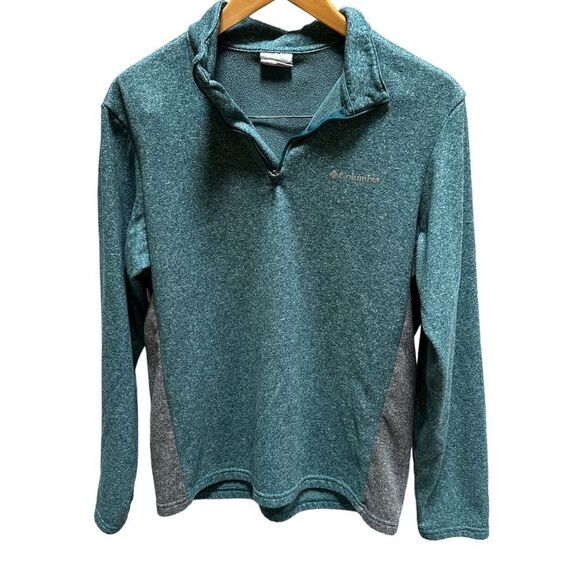 Columbia Quarter Zip Pullover | Men’s Size Small | Green Heather Fleece - Picture 1 of 9